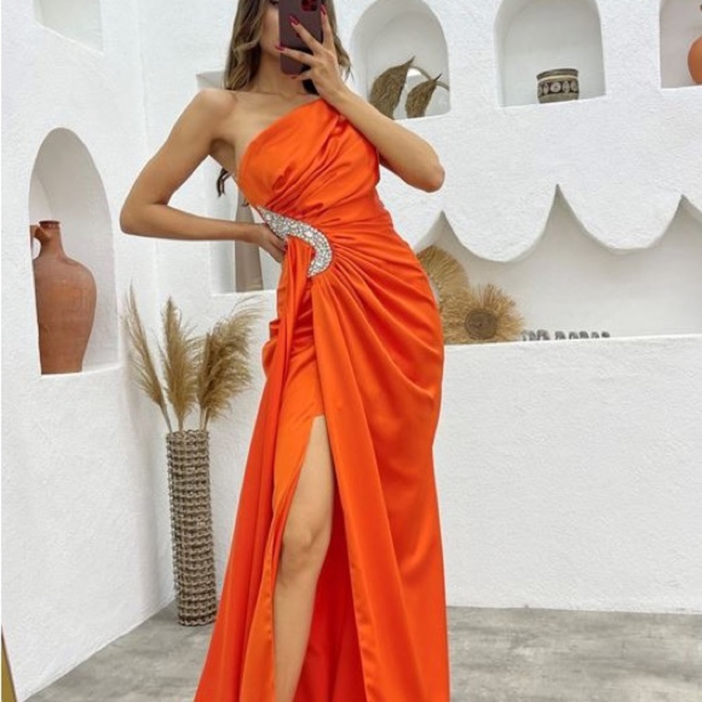 One shoulder wedding guest dress